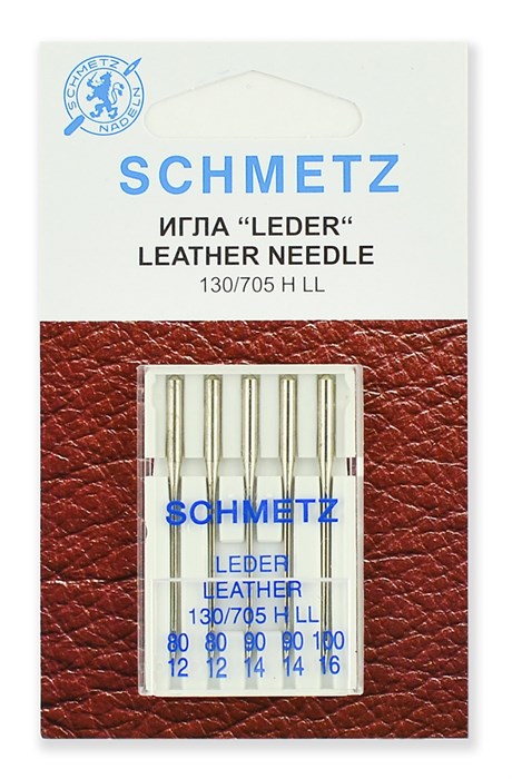 Иглы для кожи №80(2), 90(2), 100, Schmetz, 5шт 22:15.AS2.VIS - фото 5100