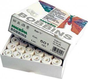 Нить в шпулях Bobbins №150, 120м белая Madeira 308 W - фото 8039