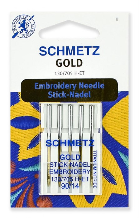 Иглы для вышивки Gold, титаниум №90, Schmetz 22:70.EB9.VDS - фото 8297