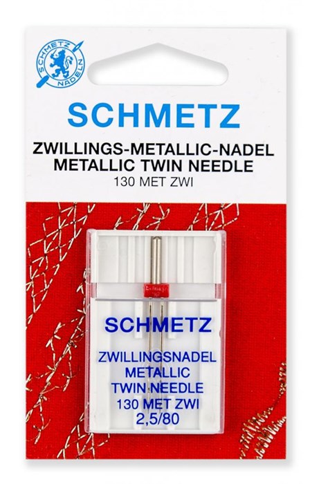 Иглы двойные для металлизированных нитей № 80/2,5, Schmetz, 1шт 64:25 2 SCS - фото 8306