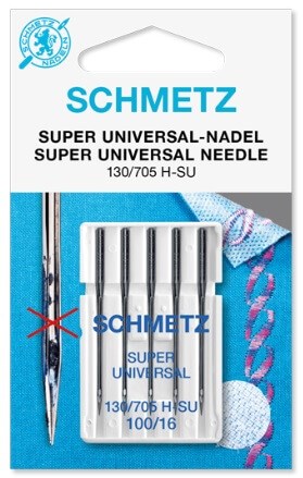 Иглы стандартные с покрытием антиклей 130/705H-SU №100, Schmetz, 5 шт 22:85.8 VES - фото 8372