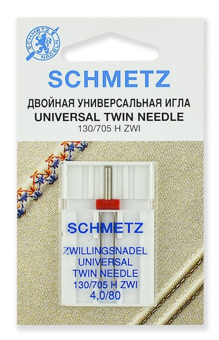 Иглы стандартные двойные № 80/4,0, Schmetz, 1шт 70:40.2.SCS - фото 8391