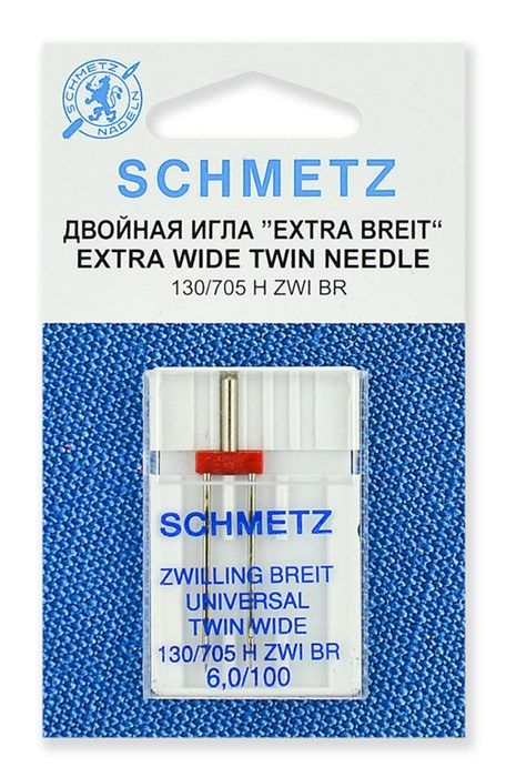 Иглы стандартные двойные ZWI BR № 100/6,0, Schmetz, 1 шт 77:60.2.SES - фото 8415