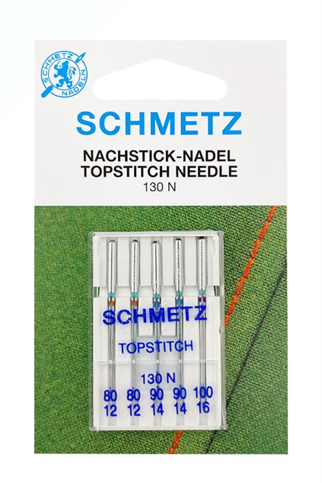 Иглы Top Stitch 130/705H № 80(2), 90(2), 100, Schmetz, 5 шт 08:90 2 VIS - фото 8458